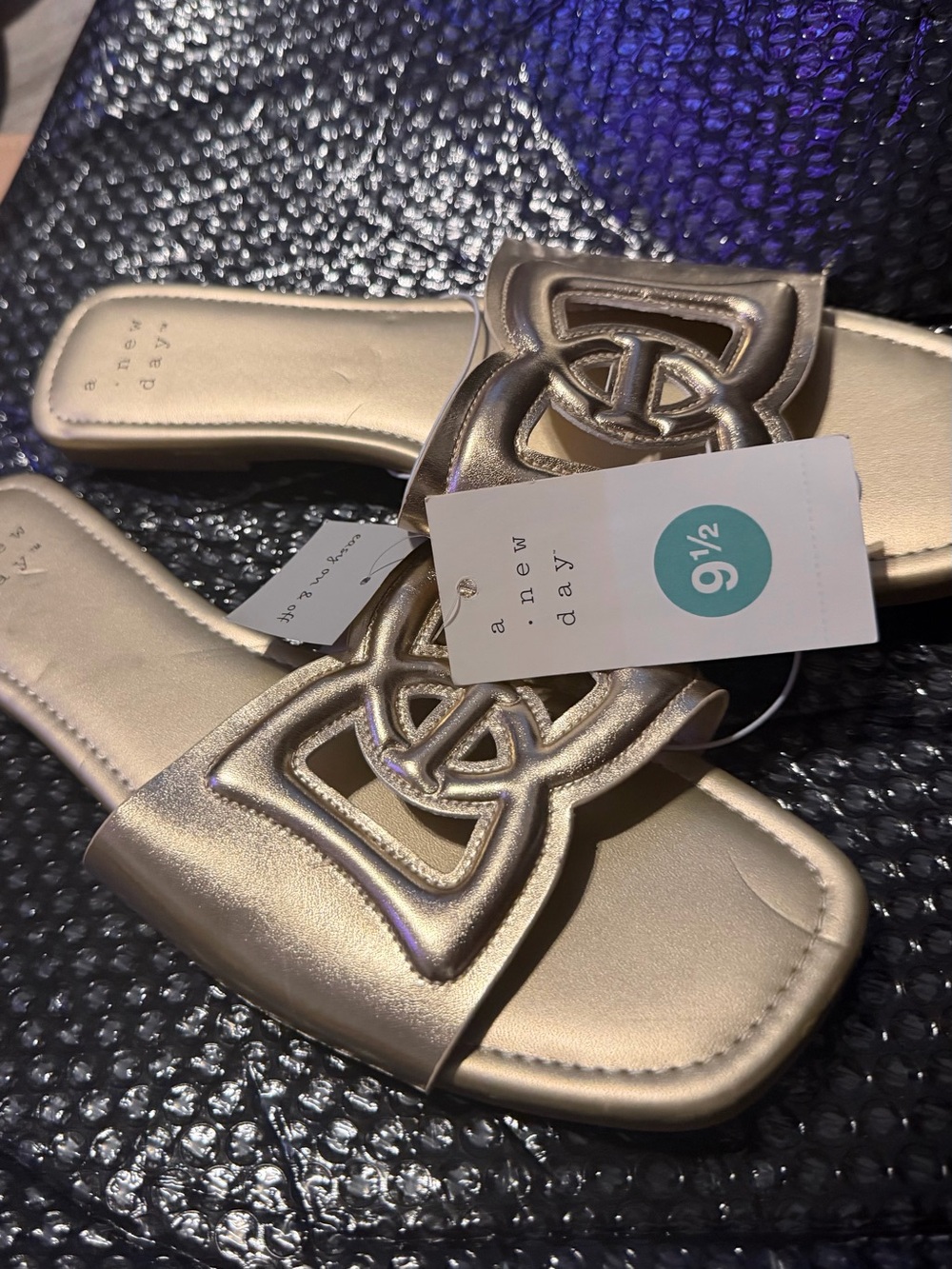 Target metallic gold slide sandals - women's